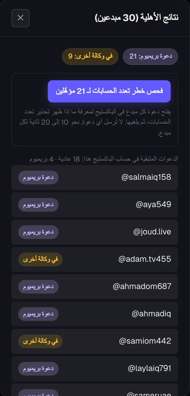 نتائج الأهلية على الهاتف: دعوة بريميوم وفي وكالة أخرى لكل صانع محتوى (بيانات تجريبية)